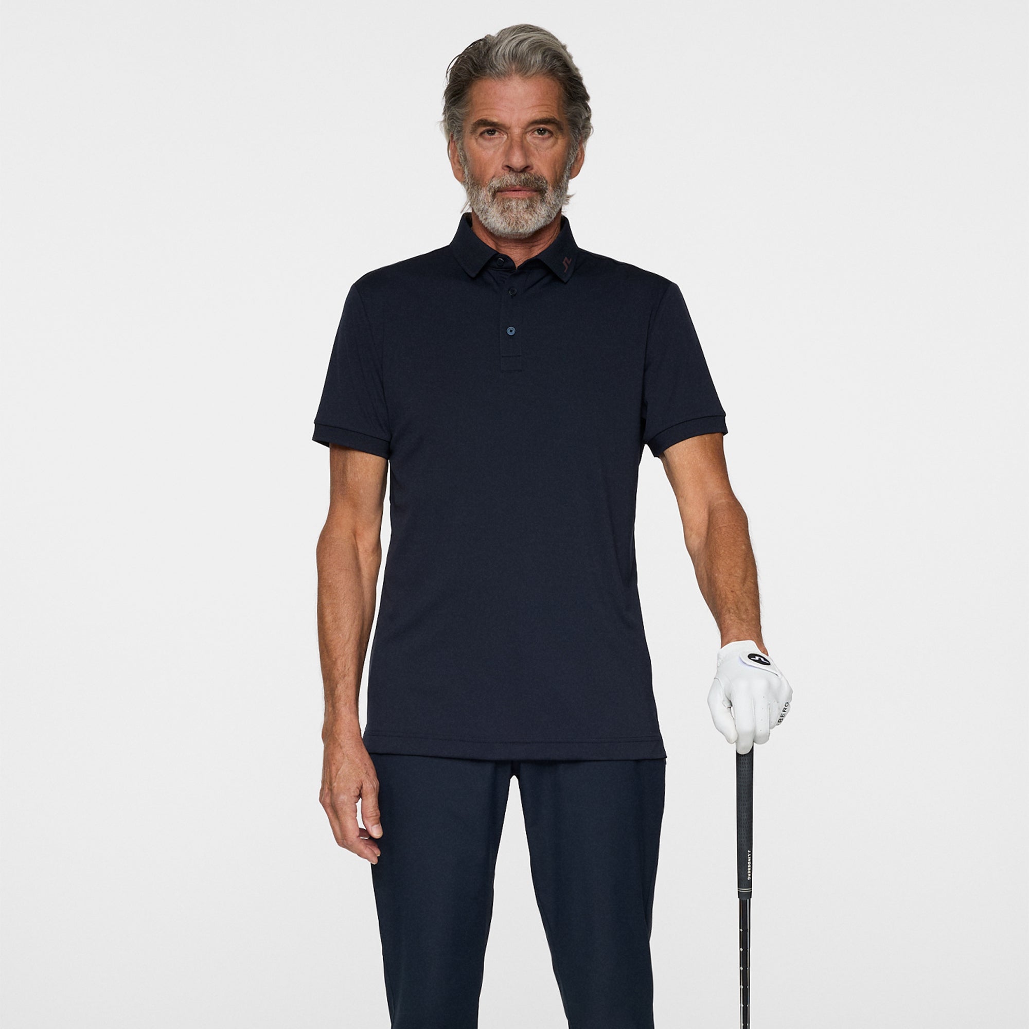 J Lindeberg KV Print Mens Golf Polo Shirt Navy